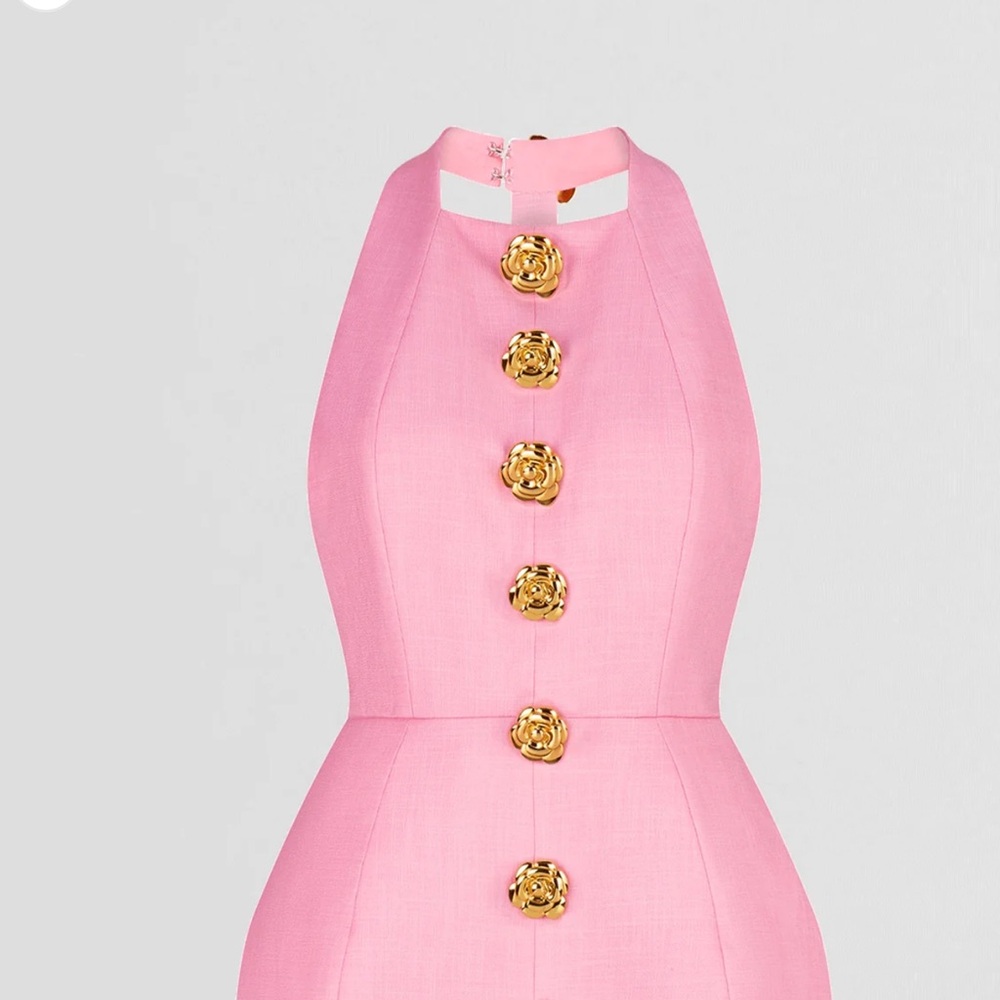 Atoir Tiffany Dress with Gold Flower Button Details - Picture 3 of 4